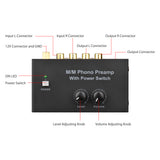 M/M Phono Preamp with Power Switch Preamplifier with Level &amp; Volume Control RCA Input &amp; Output 1/4 Inch TRS Output Interface