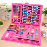 1 Set 86 Pcs Children Drawing Painting Art Set Blue Water Color Pen Crayon Oil Pastel Paint Brush Drawing Tool School Party Gift