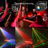 BINFU DJ Lights Sound Activated, Rave Party Disco Lamp with 48 Patterns Strobe Effect, LED Laser Show Projector for KTV, Club
