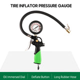 Tire Inflator Pressure Gauge 230PSI Oil Immersed Tire Air Pump with Rubber Hose&amp;Copper Nozzle Inflate/ Deflate Pressure Meter