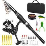 Fishing Rod and Reel Combo Carbon Fiber Telescopic Fishing Rod with Reel Combo Set Lures Jig Hooks Fishing Carrier Bag