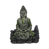 Rockery Stone Statue Resin Decorative Rockery Stone Statue Fish Tank Buddha Sitting Statue Aquarium Decor Reptiles Tank Ornament