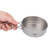 Ixada Ultralight Titanium Frypan Bowl Outdoor Camping Frying Pan Hiking Backpacking Cooking Frying Pan with Foldable Handles
