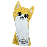 Golf Club Cover Cute Crooked Cat Golf Wood Cover PU Leather Waterproof Soft Comfortable for Driver Fairway Hybrid Wood Covers
