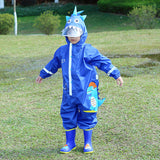 1-10 Years Old Children Raincoat Kids Boys Girls Waterproof Jumpsuit Hooded One-Piece Cartoon Dinosaur Baby Rainwear And Pants