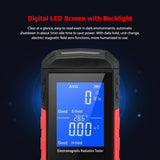 Electromagnetic Radiation Tester EMF Meter LCD Backlight Magnetic Field Radiation Detection Alarm Average/Peak Mode Rechargeable