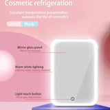Mini Makeup Fridge Portable Cosmetic Refrigerator Compact Glass Panel Led Light Mirror Cooler Warmer Freezer Home Car Use 8L
