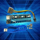 F19E VER009S PCI-E Riser Card PCIE 1X to 16X Extender  USB 3.0 Cable 4 Pin Power Cable