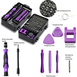 135 In1 Screwdriver Magnetic Tools Sets for Mobile Phone Tablet Computer Eyeglasses Repair DIY Tool Kit (Black & Purple)