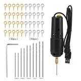 Drill Set Resin Electric Drill with 10pcs Drills Bits 100pcs Screw Eye Pin 40pcs Key Rings for Jewelry DIY Aluminum Products