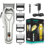 VGR professional all metal hair trimmer for men electric barber hair clipper rechargeable hair cutting machine cord/cordless