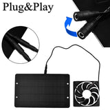 10W /100W Solar Powered Panel Exhaust Fan Outdoor Air Ventilation Vent Chicken Dog House 3000r/min Black