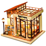 DIY Doll House Miniature Dollhouse With Furnitures Wooden House Miniaturas Toys For Children New Year Christmas Gift Book Store
