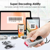 2D Wireless Barcode Scanner Mini Portable Bar Code Scanner 3-in-1 Bluetooth/USB Wired/2.4G Wireless 1D QR Code Scanner Inventory