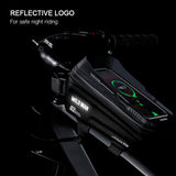 6.7in Touch Screen Bike Handlebar Bag Waterproof Front Frame Top Tube Bicycle Pouch Large Capacity Cycling Front Storage Bag