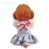 Fashion Pet Cat Clothes Spring and Summer New Pet Clothing Small Dog Dresses Girl Gray Bow Skirt Puppy Clothes