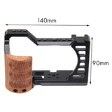 Camera Cage with Wooden Aluminum Alloy DSLR Camera Protective Cage Kit for Sony A7C
