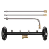2 in 1 Pressure Washer Attachment Undercarriage Cleaner Water Broom Surface Cleaner with 4 Nozzles 3 Extension Rods