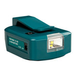 14.4V/18V Li-on Battery Dual USB Port with LED Light Spotlight Outdoor Flashlight for Makita Batteries