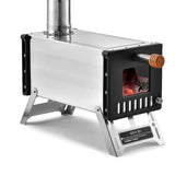 Outdoor Tent Wood Stove with Chimney Pipes Portable Camping Wood Burning Stove Outdoor Tent Furnace for Camping Heating Cooking
