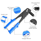 Rivet Gun Kit Heavy Duty Single Hand Manual Riveter with 40 PCS Rivets 4 Interchangeable Heads 3/32 Inch 1/8 Inch 5/32 Inch