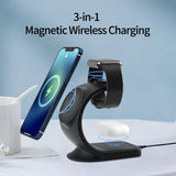 15W Magnetic Wireless Charger Stand 3 in 1 for iPhone 12 Qi Fast Charging Induction for Apple Watch 6