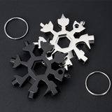 18 In 1 Snowflake Multi Pocket Tool Keychain Spanner Hex Wrench Multifunction Screwdriver Multipurpose Camp Survive Outdoor Hike
