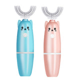 Children U Shaped Electric Toothbrush Waterproof Food Grade Teeth Silicone Cleaning Brush Battery Operated For 3-12 Children
