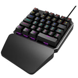 HXSJ J100 Keyboard 35 Keys Single Hand USB Wired Backlit Mechanical Gaming One-Handed Metal Panel RGB Backlit Keyboard