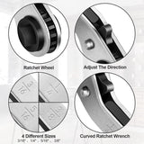 Hvac Service Wrench Air Conditioner Valve Ratchet Wrench (1/4Inch, 3/8Inch, 3/16Inch, 5/16Inch) With Hex Bit Adapter