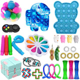 Popite Dimple Fidget Toys Set Box Pushs Bubble Fidget Toys Pack Children Adult Sensory Popete Game Kit Stress Reliever Toy