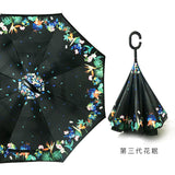2021 Folding Long Shank Double Layer Inverted Umbrella Windproof Reverse C-Hook male golf umbrella reverse Umbrellas For Women