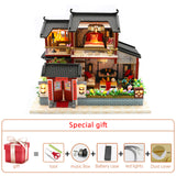Diy Dollhouse Kit Miniature Building Wooden House Model Japanese-style Sushi Shop Kids Toys Adult Gift Big Doll House Furniture