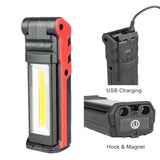 Super Bright COB LED Working Light With Magnetic Base &amp; Hook USB Rechargeable Dimmable Flashlight 62KD