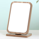 Pocket Cute Standing Desktop Mirror Compact Foldable Adjustable Angle Aluminum Cosmetic Wooden Table Makeup 360 Degree Portable