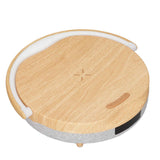 Table Lamp Bluetooth Speaker Wood Desk Lamp Speaker Wireless Charging Clock 4 in 1 Touch Lamp Portable Bluetooth Speaker