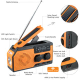 Hand Crank Radio Solar Crank Dynamo Powered AM/FM/NOAA Weather Radio Use Emergency LED Flashlight Power Bank Multifunctional