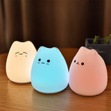 Silicone Touch Sensor LED Night Light For Children Baby Kids 7 Colors 2 Modes Cat USB Charging LED Night Lamp Surface Touch Lamp