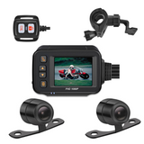 SE30 720P Motorcycle Dash Cam Waterproof 720P HD Motorbike Parking Monitor DVR + Rear View Camera Support Gravity Sensor