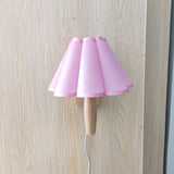 Xianfan new Japanese style wood base Kitchen bedroom studying wall lamp with vintage cloth petal lampshade E27 night light