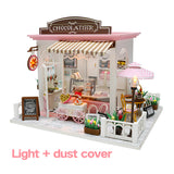 DIY Doll House Miniature Sweet Chocolate Waiting Time Store Dollhouse With Furnitures WoodenToys For Children Birthday Gifts