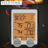 Dual Probes Digital Outdoor Meat Thermometer Cooking BBQ Oven Thermometer with Big LCD Screen For Kitchen