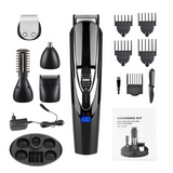 Professional Waterproof 5 In 1 Men Hair Trimmer LCD Display Electric Hair Clipper Dual Charging Hair Cutter Machine+Charge Base