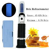 45-82% Honey Refractometer Sugar Brix Bee Refractometer Beekeeping Tester ATC Portable Minimum Division 0.5% Brix Sugar Meter