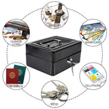 Mini Locksmith Portable Steel Petty Lockable Cash Money Coin Safe Security Box with 6 Compartments Design Household or Traveling
