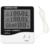 HTC-2 Indoor Outdoor hygrometer Digital Temperature Humidity Meter Thermometer Weather Station Clock Alarm Wall Sensor Probe