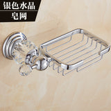 Modern Clear Crystal Bathroom Accessories Sets Silver Polished Chrome Bathroom Products Solid Brass Bathroom Hardware Sets jk6