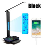 10W LED Desk Lamp Wireless Charging Foldable Book Table Light with Calendar Temperature Alarm Clock Read Eye Protection Lighting