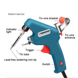 60W 100W Heat Solder Gun Soldering Iron Electric Gun Welding Solder Wire Kit Tin Feeding Repair Tool Rework Station Blue