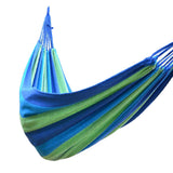 Outdoor Camping Striped Hammock Canvas Hammock Swing Garden Swing Hammock Outdoor Camping Hanging Chair (European Blue)
